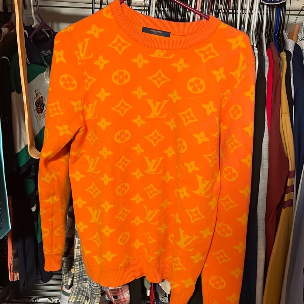 Orange with gold designs Louis Vuitton sweater
